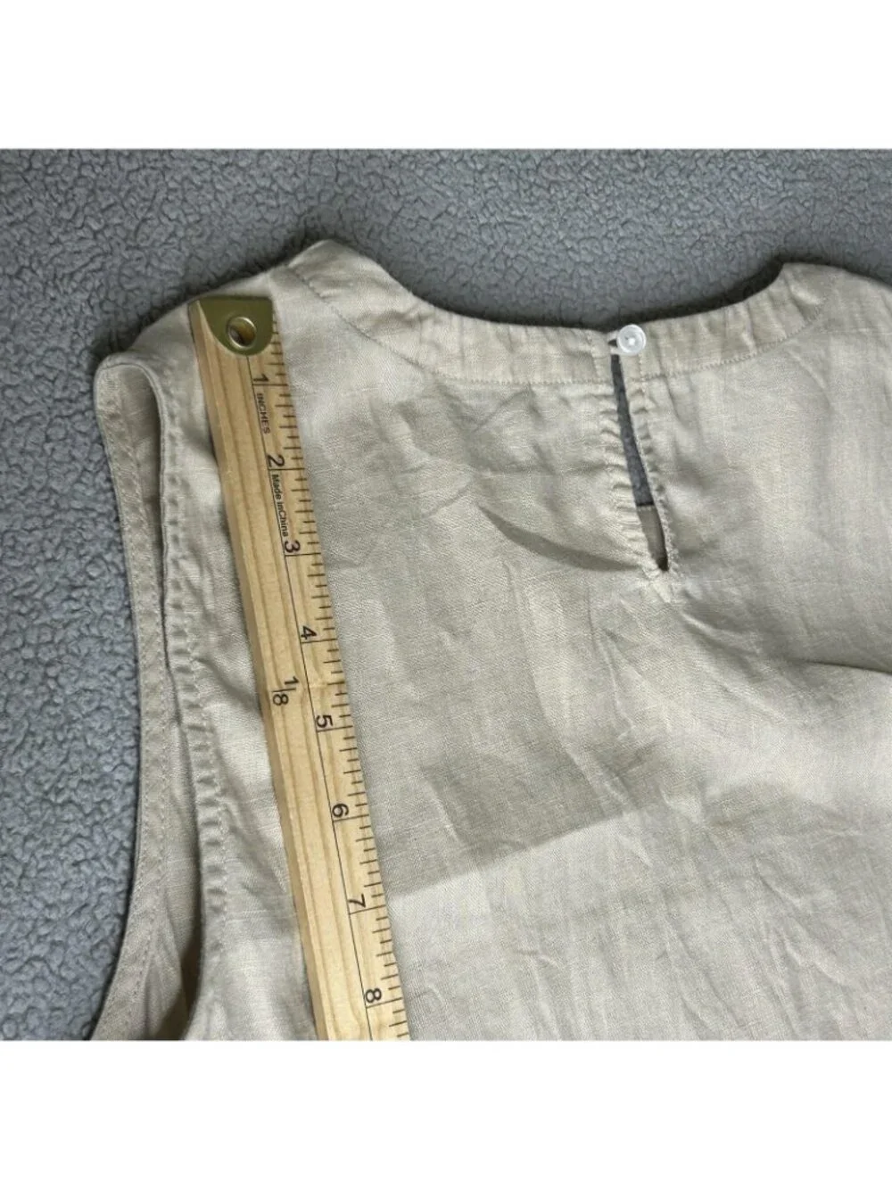 Quince Tank Top Womens Small Beige Linen Sleeveless Shell Blouse Top Summer - Picture 8 of 9